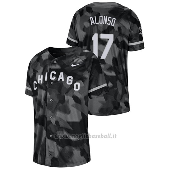 Maglia Baseball Hombre Chicago White Sox Yonder Alonso Camuffamento Autentico Collezione Nero